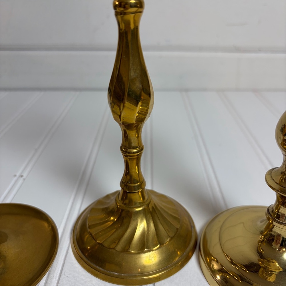 Vintage Brass Candlestick Holders Set of 3 - Picture 2 of 7